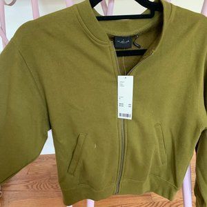 Olive Green Cropped Sweatshirt